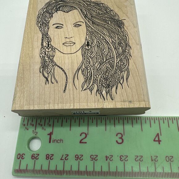 Mane Girl Woman Lots of Hair Amazing Detail Stamp Oasis 1512-1 Rubber Stamp HTF - Picture 6 of 7